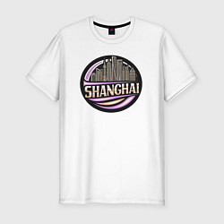 Футболка slim-fit Город Шанхай, цвет: белый
