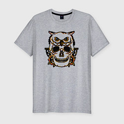 Футболка slim-fit Old school owl, цвет: меланж