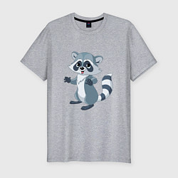 Футболка slim-fit Классный серый енот, цвет: меланж