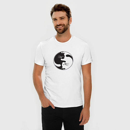 Мужская slim-футболка Кэт Янь / Белый – фото 3
