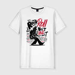 Футболка slim-fit Шимпанзе играет рок-н-рол, цвет: белый