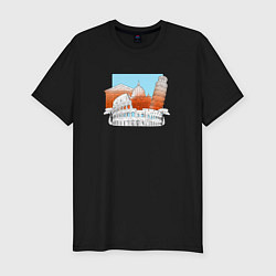 Футболка slim-fit Италия достопримечательности, цвет: черный