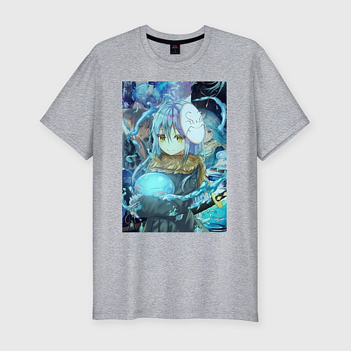 Мужская slim-футболка О моём перерождении в слизь Римуру Темпест коллаж / Меланж – фото 1