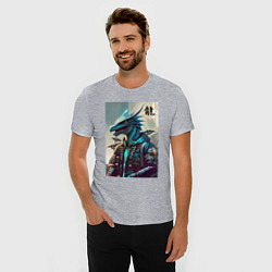 Футболка slim-fit Cool dragon - ai art fantasy, цвет: меланж — фото 2