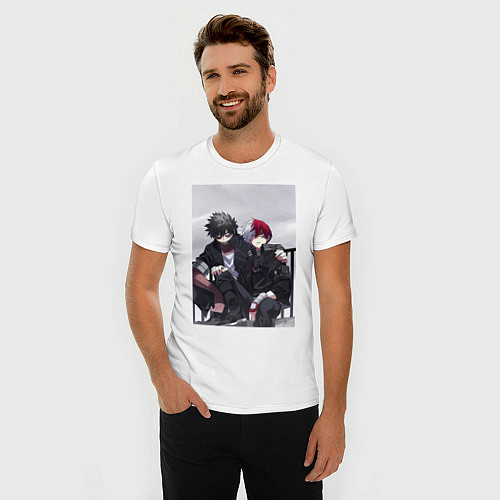 Мужская slim-футболка Моя геройская академия Сёто Тодороки / Белый – фото 3