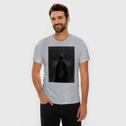 Мужская slim-футболка Поднятие уровня в одиночку Джину Сон статуя / Меланж – фото 3