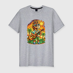 Футболка slim-fit Конь играет на гитаре жарким летом, цвет: меланж