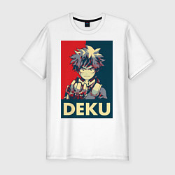 Футболка slim-fit Моя геройская академия Идзуку Мидория герой, цвет: белый