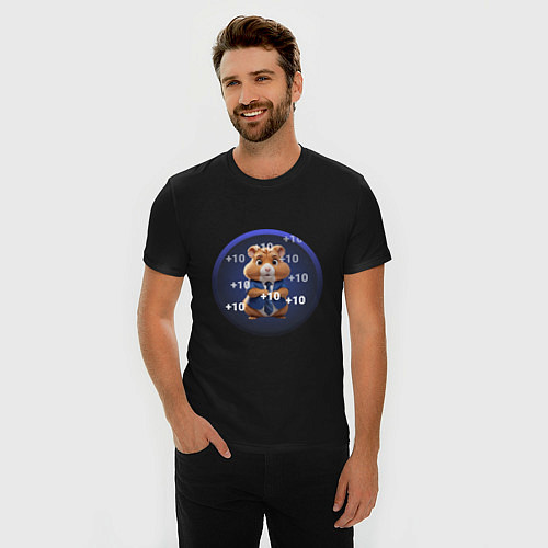 Мужская slim-футболка Hamster Kombat / Черный – фото 3