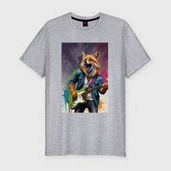 Футболка slim-fit Лис рок-звезда, цвет: меланж