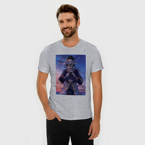 Мужская slim-футболка Моя геройская академия Всемогущий Идзуку Мидория / Меланж – фото 3