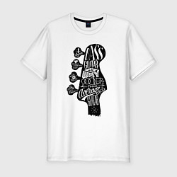 Футболка slim-fit Bass guitar neck with titles, цвет: белый