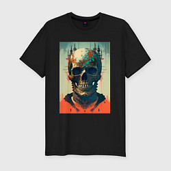 Футболка slim-fit Ai art skull - fantasy, цвет: черный