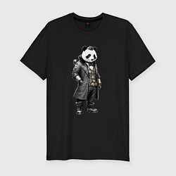 Футболка slim-fit Панда стимпанк, цвет: черный