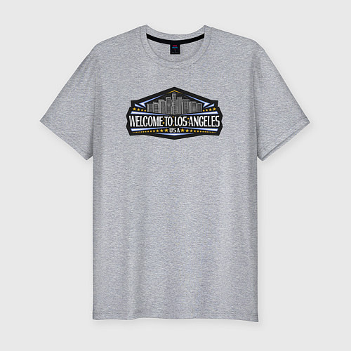 Мужская slim-футболка США - Лос-Анджелес / Меланж – фото 1