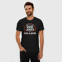 Футболка slim-fit I keep all my dad jokes in a dad a base, цвет: черный — фото 2