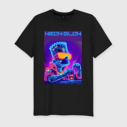 Футболка slim-fit Bart Simpson - neon fantasy ai art, цвет: черный