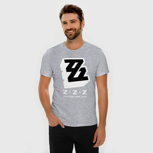 Мужская slim-футболка Zenless zone zero лого / Меланж – фото 3