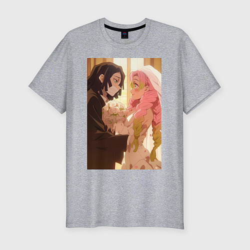 Мужская slim-футболка Клинок, рассекающий демонов Обанай Игуро / Меланж – фото 1