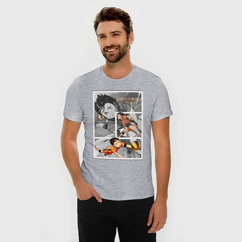 Мужская slim-футболка Нишиноя: Волейбол - Haikyuu / Меланж – фото 3