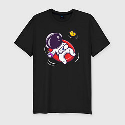 Футболка slim-fit Космонавт в бассейне, цвет: черный