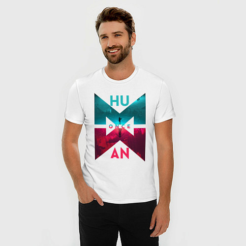 Мужская slim-футболка Once human logotype / Белый – фото 3