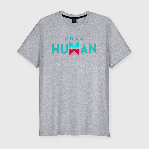 Мужская slim-футболка Once human logo / Меланж – фото 1