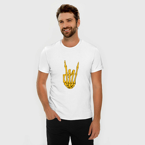 Мужская slim-футболка Golden skeleton hand / Белый – фото 3