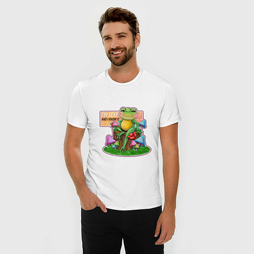 Мужская slim-футболка Бодипозитивная лягушка / Белый – фото 3