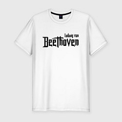 Футболка slim-fit Бетховен чёрный, цвет: белый