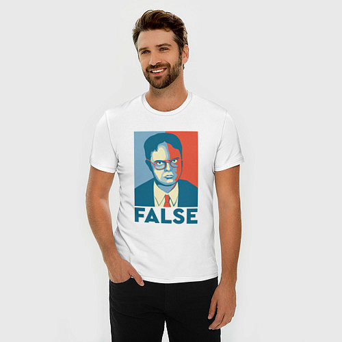 Мужская slim-футболка Dwight false - офис / Белый – фото 3