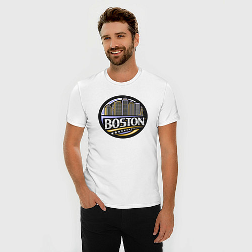 Мужская slim-футболка Boston - USA / Белый – фото 3