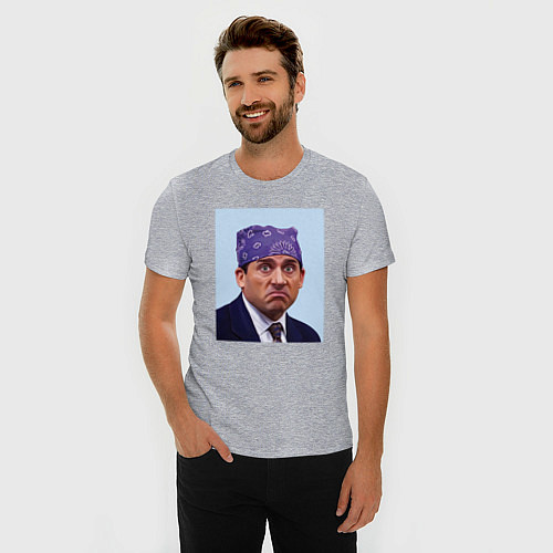 Мужская slim-футболка Michael Scott - Prison mike the office meme / Меланж – фото 3