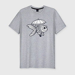 Футболка slim-fit Рыбка под зонтом, цвет: меланж