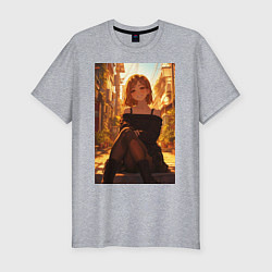 Футболка slim-fit Магическая битва Нобара Кугисаки арт, цвет: меланж