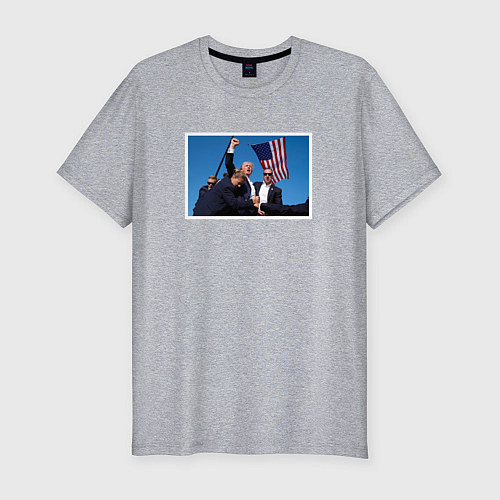 Мужская slim-футболка Дональд Трамп / Меланж – фото 1