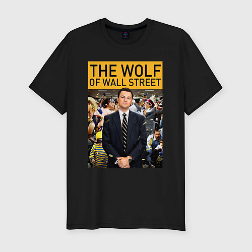Мужская slim-футболка The wolf of wall street - Leo / Черный – фото 1