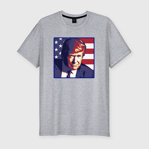 Мужская slim-футболка Президент Дональд Трамп / Меланж – фото 1