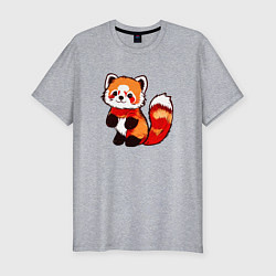 Футболка slim-fit Красная панда в полный рост, цвет: меланж