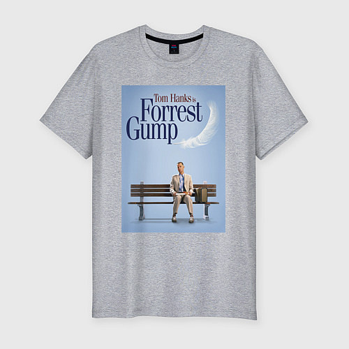 Мужская slim-футболка Forrest Gump - Tom is on the bench / Меланж – фото 1