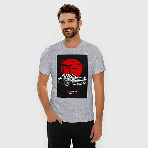 Мужская slim-футболка Mazda rx-7 jdm style / Меланж – фото 3