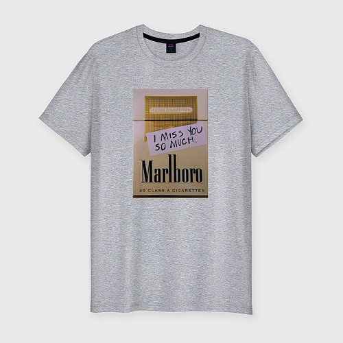 Мужская slim-футболка I miss you - Мальборо голд / Меланж – фото 1