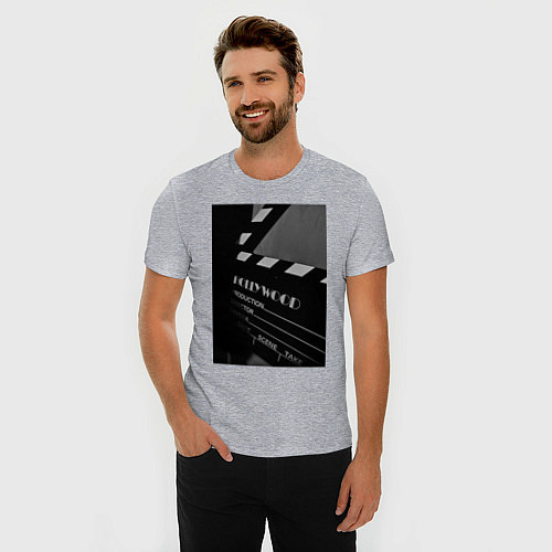 Мужская slim-футболка Режиссёрская хлопушка / Меланж – фото 3