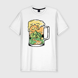 Футболка slim-fit Beer nature mountains, цвет: белый