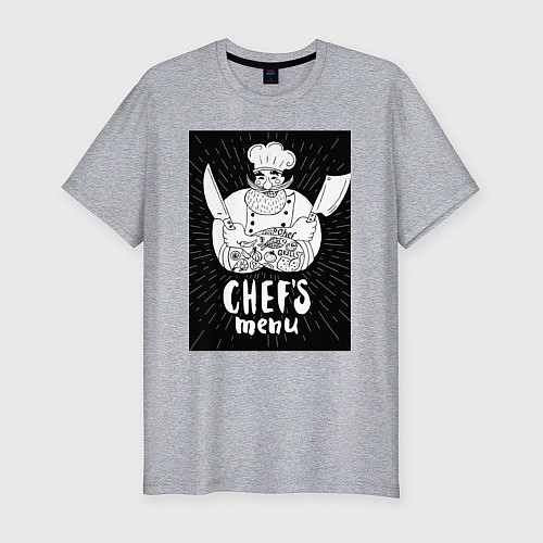 Мужская slim-футболка Шеф повар кулинар / Меланж – фото 1
