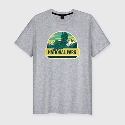 Мужская slim-футболка Орёл - национальный парк / Меланж – фото 1