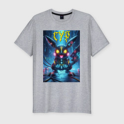 Футболка slim-fit Cyber horror - Pikachu, цвет: меланж