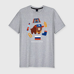 Футболка slim-fit Стереотипы о России с флагом, цвет: меланж