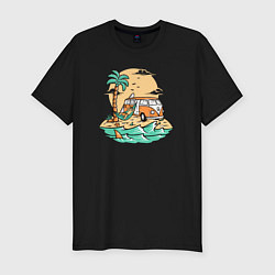 Футболка slim-fit Фольксваген на острове, цвет: черный