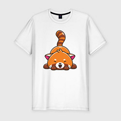 Футболка slim-fit Cute red panda, цвет: белый